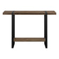 47" Brown and Black Wood and Metal Distressed Sled Console Table With Shelf