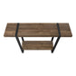 47" Brown and Black Wood and Metal Distressed Sled Console Table With Shelf