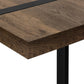 47" Brown and Black Wood and Metal Distressed Sled Console Table With Shelf