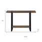 47" Brown and Black Wood and Metal Distressed Sled Console Table With Shelf