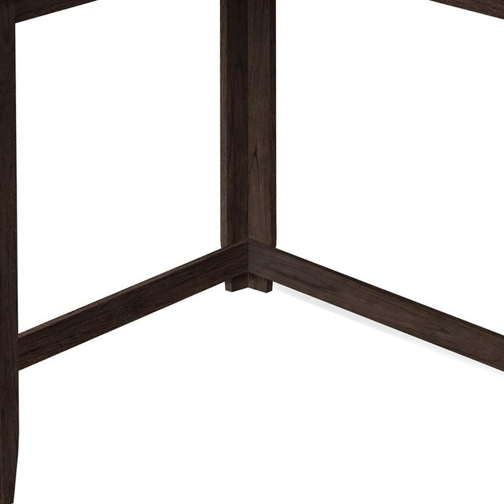 36" Espresso Solid Wood Distressed Corner Console Table