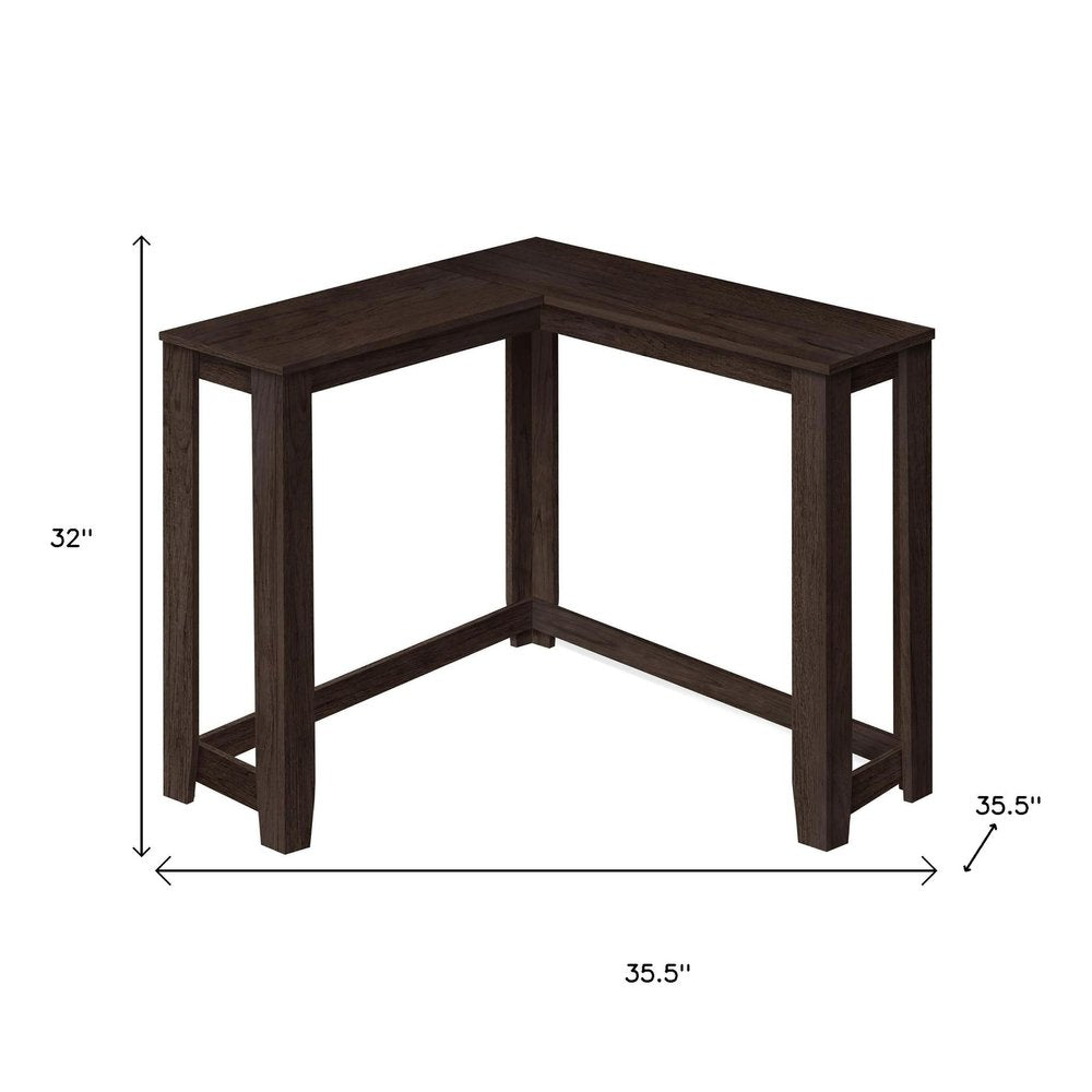 36" Espresso Wood Distressed Corner Frame Console Table