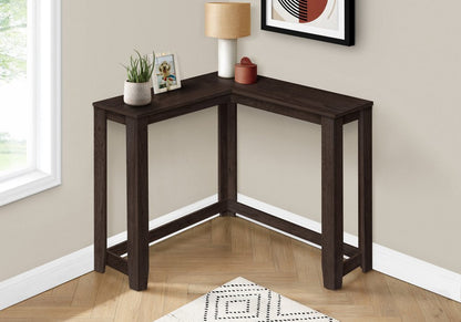 36" Espresso Solid Wood Distressed Corner Console Table