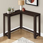 36" Espresso Wood Distressed Corner Frame Console Table