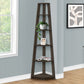 71" Oak Particle Board and Wood Five Tier Corner Bookcase