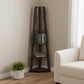 71" Oak Particle Board and Wood Five Tier Corner Bookcase