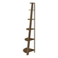 71" Dark Brown Wood Five Tier Corner Bookcase