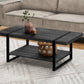 47" Black Coffee Table With Shelf