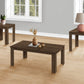 Set of Three 44" Dark Brown Coffee Table