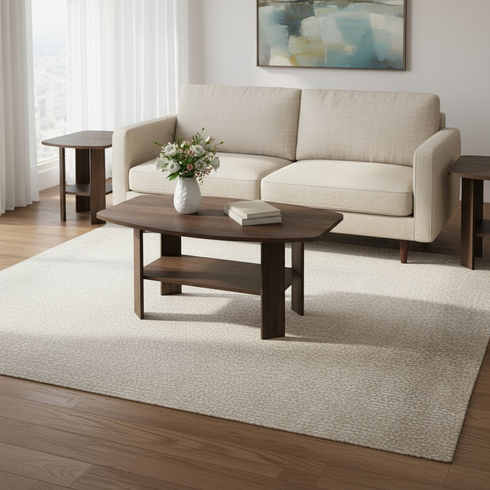 Set of Three 36" Espresso Coffee Table With Three Shelves