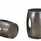 Set of Two Nickel Iron Round Drum End Tables