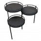 23" Black Solid Wood And Iron Round End Table