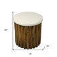 20" Brown And Ivory Marble And Solid Wood Round End Table