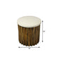 20" Brown And Ivory Marble And Solid Wood Round End Table
