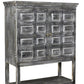 40" Distressed Wash Dark Gray Solid Wood Two Door Accent Cabinet