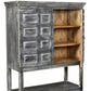 40" Distressed Wash Dark Gray Solid Wood Two Door Accent Cabinet