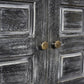 40" Distressed Wash Dark Gray Solid Wood Two Door Accent Cabinet