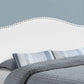 White Faux Leather Upholstered Arched Queen Headboard With Nail Head Trim
