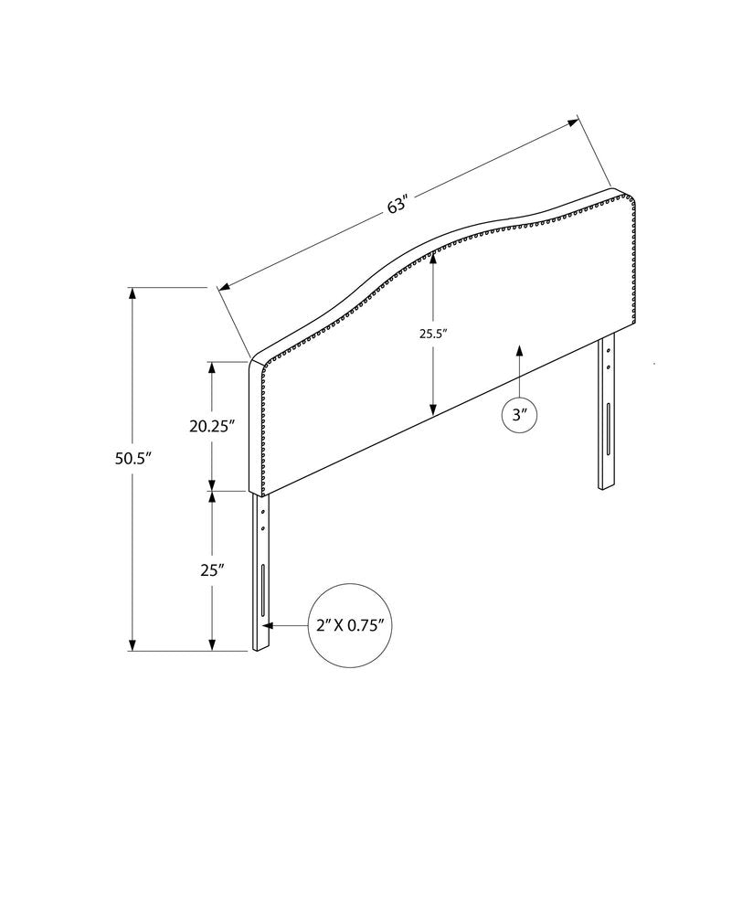 White Faux Leather Upholstered Arched Queen Headboard With Nail Head Trim