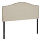 Beige Linen Blend Upholstered Arched Full Headboard With Nail Head Trim