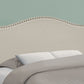 Beige Linen Blend Upholstered Arched Full Headboard With Nail Head Trim