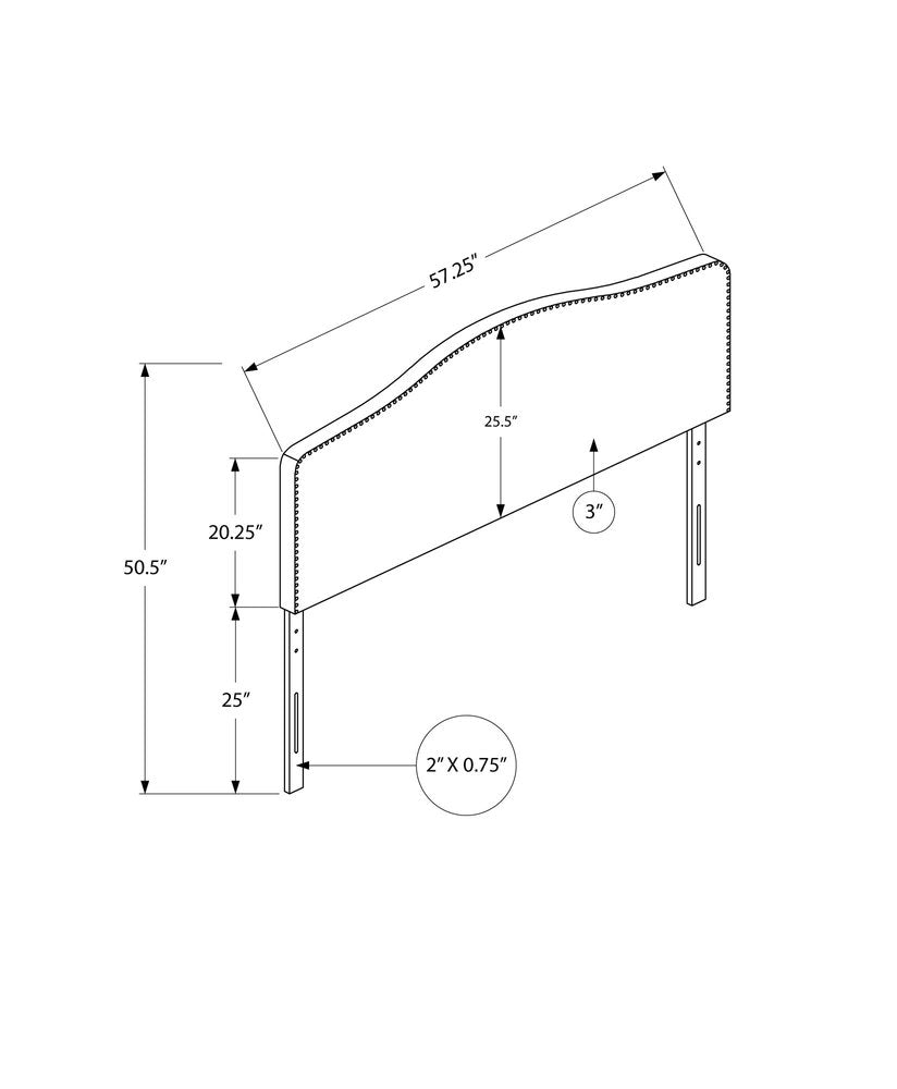 Beige Linen Blend Upholstered Arched Full Headboard With Nail Head Trim