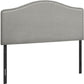 Gray Linen Blend Upholstered Arched Full Headboard With Nail Head Trim