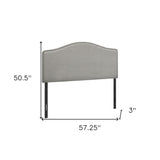 Gray Linen Blend Upholstered Arched Full Headboard With Nail Head Trim