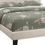Beige Tufted Linen Queen Bed Frame