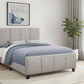 Gray and Black Tufted Linen Queen Bed Frame