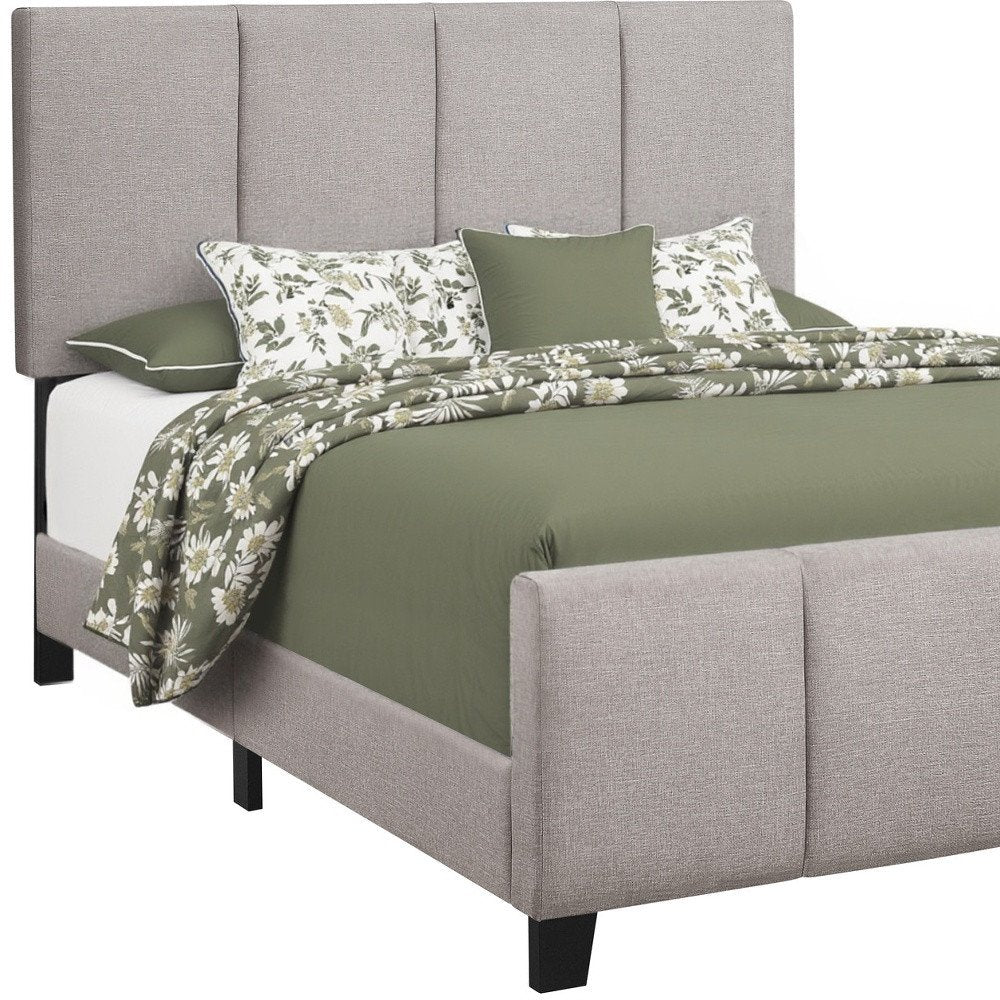 Gray and Black Tufted Linen Queen Bed Frame