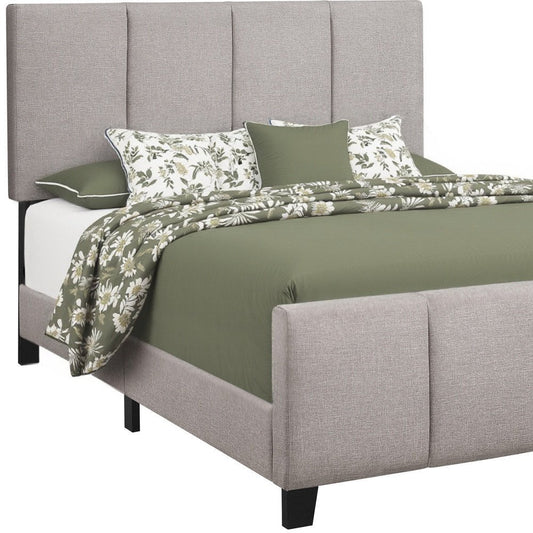 Gray and Black Tufted Linen Queen Bed Frame