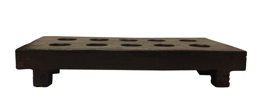 2" Brown Wood Geometric Tabletop Dish Candle Holder