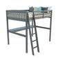 Gray Solid Wood Full Double Size Loft Bed with Desk and Storage