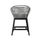 38" Light Gray Solid Wood Low back Outdoor Bar Height chair with Footrest