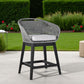 38" Light Gray Solid Wood Low back Outdoor Bar Height chair with Footrest