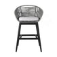 43" Light Gray Solid Wood Low back Outdoor Bar Height chair with Footrest