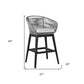 43" Light Gray Solid Wood Low back Outdoor Bar Height chair with Footrest
