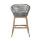 43" Gray Solid Wood Low back Outdoor Bar Height chair with Footrest