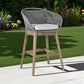 43" Gray Solid Wood Low back Outdoor Bar Height chair with Footrest