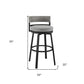 33" Light Gray Metal Swivel Low back Outdoor Bar Height chair with Footrest