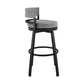 38" Light Gray Metal Swivel Low back Outdoor Bar Height chair with Footrest