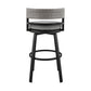 38" Light Gray Metal Swivel Low back Outdoor Bar Height chair with Footrest
