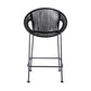 40" Black Metal Low back Outdoor Counter Height Bar chair with Footrest