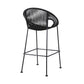 40" Black Metal Low back Outdoor Counter Height Bar chair with Footrest