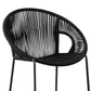 40" Black Metal Low back Outdoor Counter Height Bar chair with Footrest
