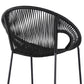 40" Black Metal Low back Outdoor Counter Height Bar chair with Footrest