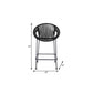 40" Black Metal Low back Outdoor Counter Height Bar chair with Footrest