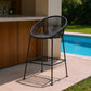 40" Black Metal Low back Outdoor Counter Height Bar chair with Footrest