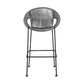 40" Light Gray Metal Low back Outdoor Counter Height Bar chair with Footrest